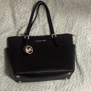 Michael Kors Black Tote with Gold Accents